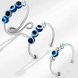 Evil Eye- Anxiety Fidget Spinner Ring- Adjustable